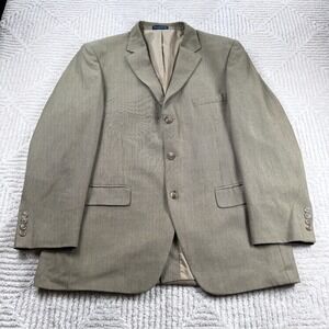 Stafford Essentials Blazer Mens 42R Tan Brown Micro-Check Classic Fit Preppy